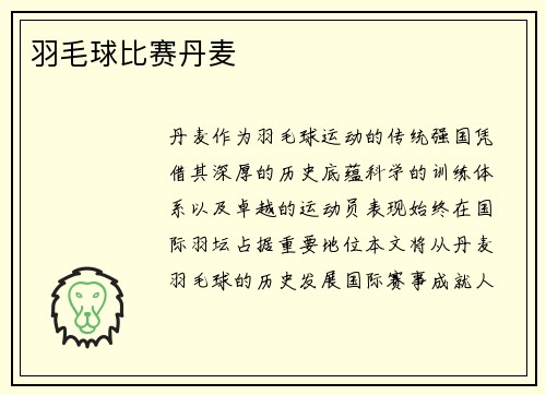 羽毛球比赛丹麦